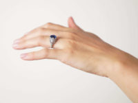 Art Deco Sapphire & Diamond Ring with Highly Ornate Mount