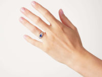 18ct White Gold, Sapphire & Diamond Boat Shaped Ring