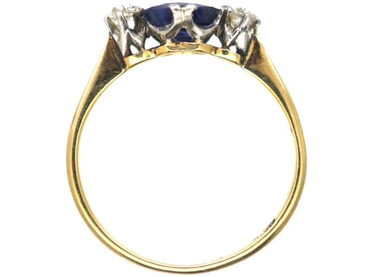 Edwardian 18ct Gold & Platinum, Colour Change Sapphire & Diamond Three Stone Ring