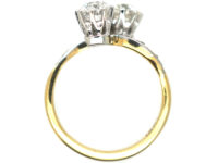 Edwardian 18ct Gold & Platinum, Two Stone Diamond Crossover Ring