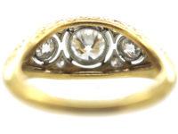 Art Deco 18ct Gold & Platinum, Three Stone Diamond Ring