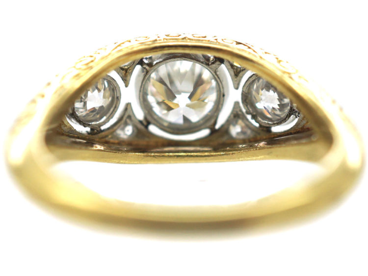 Art Deco 18ct Gold & Platinum, Three Stone Diamond Ring