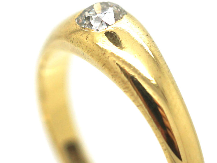 Victorian 18ct Gold & Diamond Rub Over Set Ring