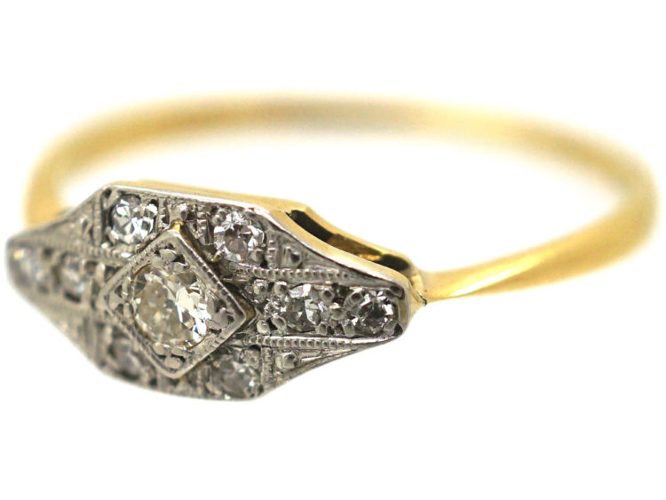 Art Deco 18ct Gold & Platinum Diamond Ring