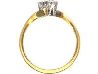 Edwardian 18ct Gold & Platinum, Two Stone Diamond Twist Ring
