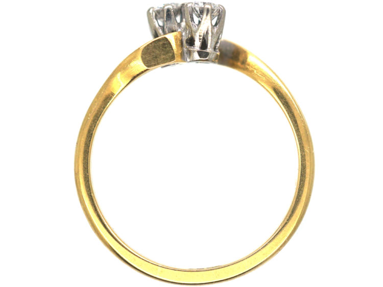 Edwardian 18ct Gold & Platinum, Two Stone Diamond Twist Ring