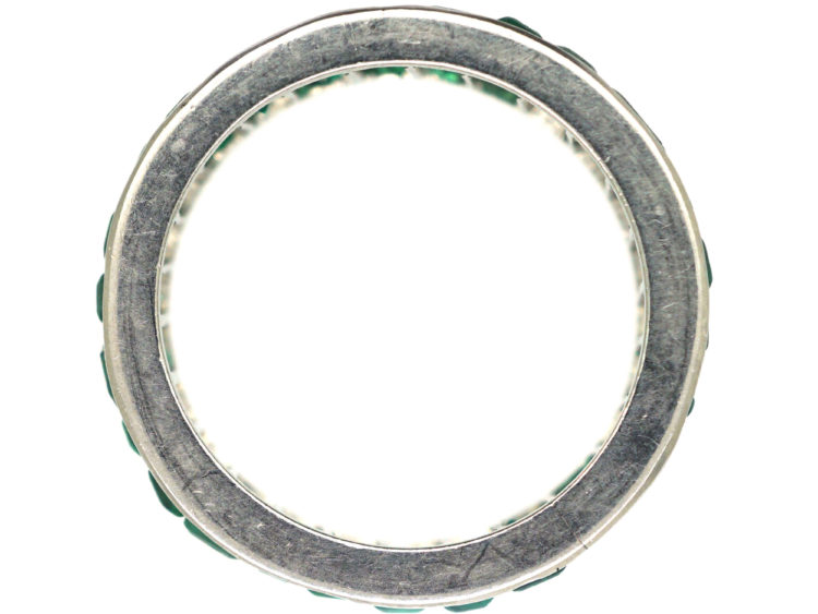 Art Deco 18ct White Gold Full Eternity Ring set with Baguette Cut Emeralds