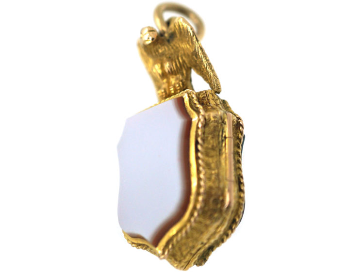Victorian 18ct Gold Locket set with a Bloodstone & a Carnelian with an Eagle