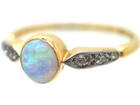 Edwardian 18ct Gold & Platinum Opal & Diamond Ring