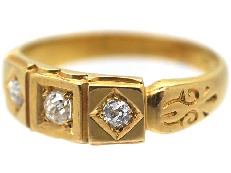 Victorian 18ct Gold Three Stone Diamond Ring