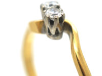 Edwardian 18ct Gold & Platinum, Two Stone Diamond Twist Ring