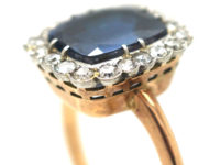 18ct Gold, Ceylon Sapphire & Diamond Cluster Ring