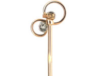 Edwardian 9ct Gold & Diamond Two Stone Twist Tie Pin