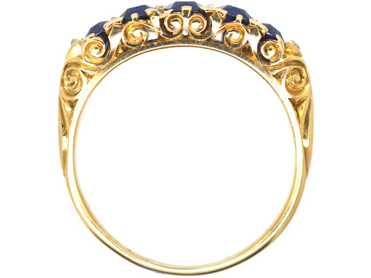 Victorian 18ct Gold & Sapphire Five Stone Ring