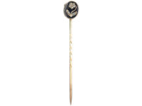 Victorian 9ct Gold & Black Enamel & Natural Split Pearl Forget me Not Tie Pin