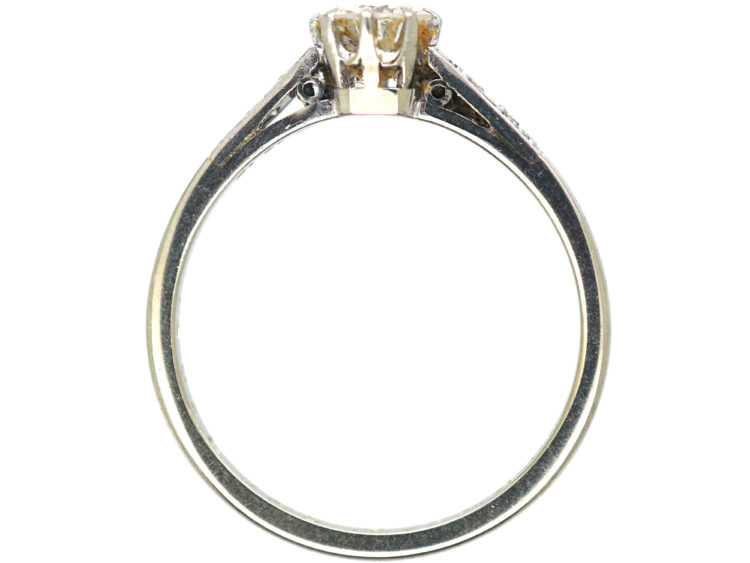 Art Deco 18ct Gold & Platinum, Diamond Solitaire Ring