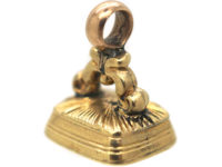 Early Victorian 15ct Gold Cased Seal with an Intaglio of a Crowned Griffin