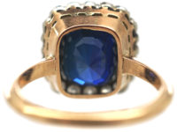 18ct Gold, Ceylon Sapphire & Diamond Cluster Ring