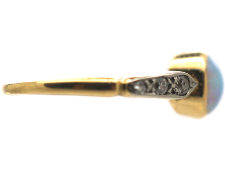 Edwardian 18ct Gold & Platinum Opal & Diamond Ring