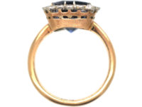 18ct Gold, Ceylon Sapphire & Diamond Cluster Ring