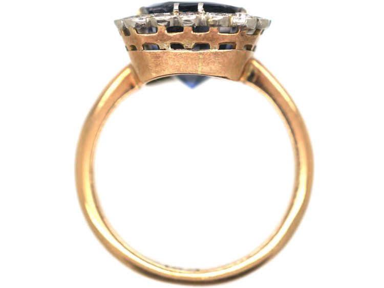 18ct Gold, Ceylon Sapphire & Diamond Cluster Ring