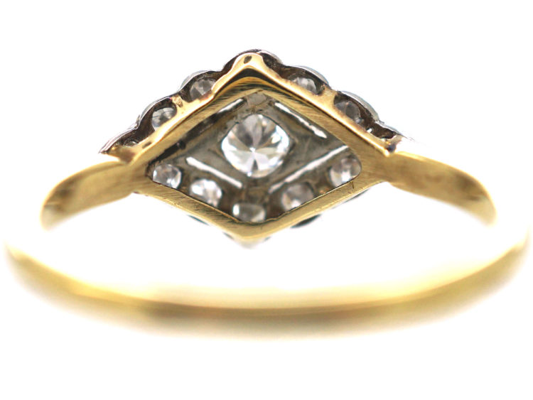 Edwardian 18ct Gold & Platinum, Diamond set Diamond Shaped Ring