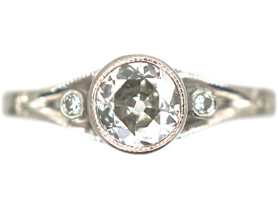 Art Deco 14ct White Gold Diamond Solitaire Ring