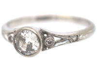 Art Deco 14ct White Gold Diamond Solitaire Ring