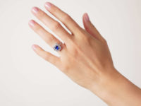 French Art Deco Platinum, Sapphire & Diamond Rectangular Shaped Ring