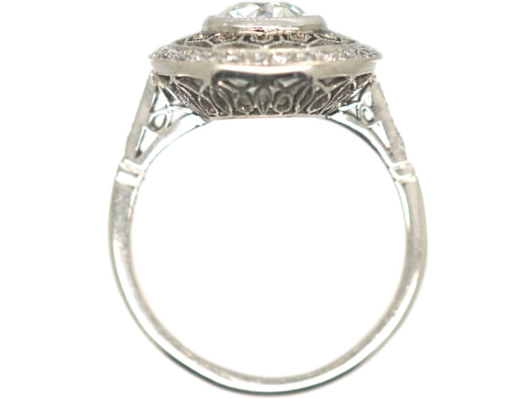 Art Deco Platinum & Diamond Target Ring
