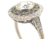 Art Deco Platinum & Diamond Target Ring