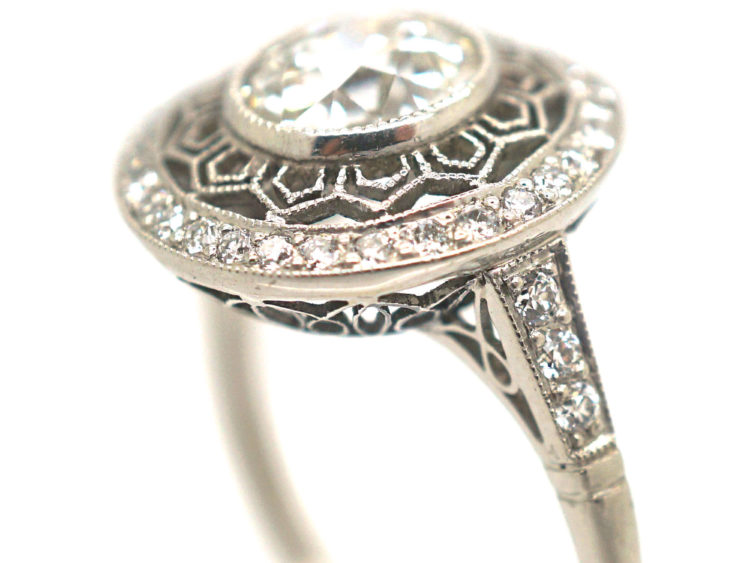 Art Deco Platinum & Diamond Target Ring