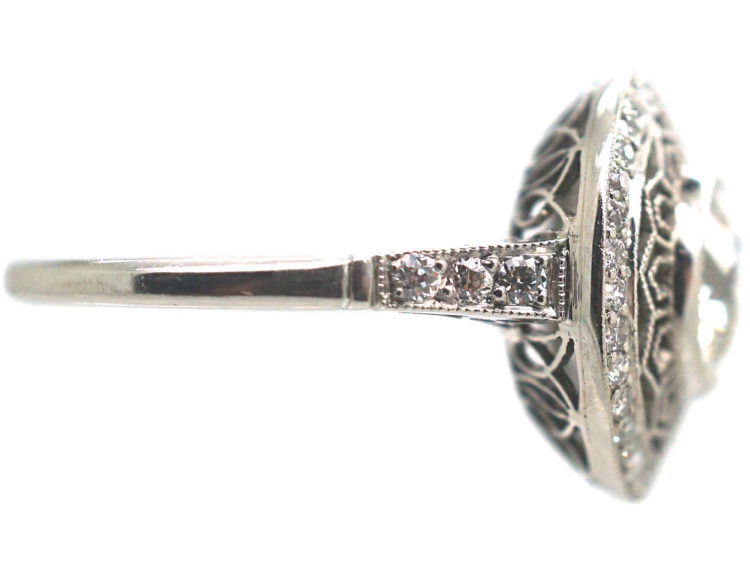 Art Deco Platinum & Diamond Target Ring