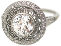 Art Deco Platinum & Diamond Target Ring