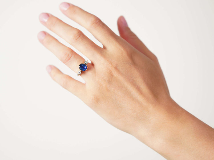 18ct Gold, Sapphire & Diamond Three Stone Ring