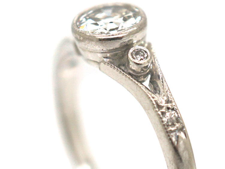 Art Deco 14ct White Gold Diamond Solitaire Ring