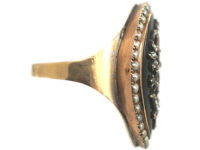 Georgian Gold, Bristol Blue Glass, Natural Split Pearl & Diamond Oval Ring