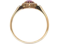 Edwardian 18ct Gold, Pink Sapphire & Rose Diamond, Diamond Shaped Ring