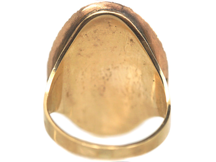 Georgian Gold, Bristol Blue Glass, Natural Split Pearl & Diamond Oval Ring