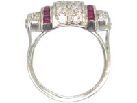 Art Deco Platinum, Ruby & Diamond Rollover Ring