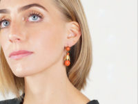 Victorian 18ct Gold & Coral Drop Earrings