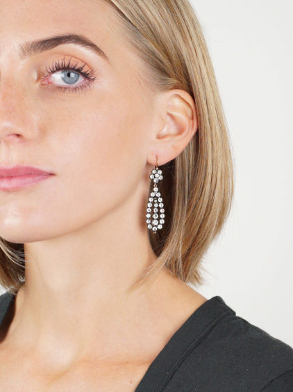 Georgian Silver, Gold & Paste Long Drop Earrings