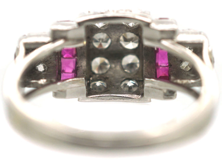 Art Deco Platinum, Ruby & Diamond Rollover Ring