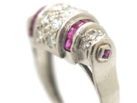 Art Deco Platinum, Ruby & Diamond Rollover Ring