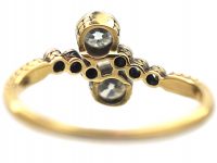 Edwardian 14ct Gold, Platinum & Diamond Crossover Ring