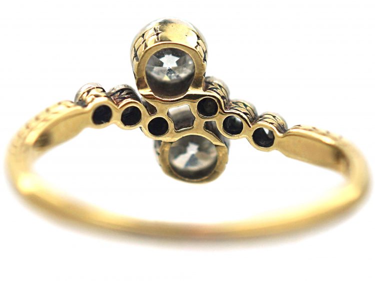Edwardian 14ct Gold, Platinum & Diamond Crossover Ring