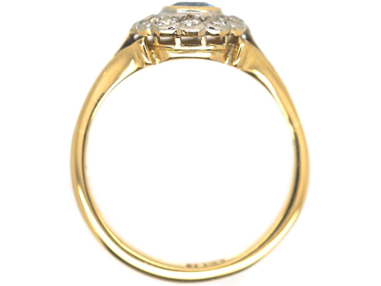 Edwardian 18ct Gold & Platinum, Sapphire & Diamond Cluster Ring