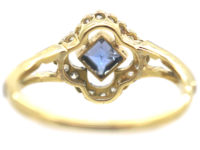 Art Deco 18ct Gold & Platinum, Sapphire & Diamond Cluster Ring