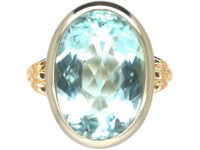 Retro 18ct White & Yellow Gold Large Aquamarine Ring