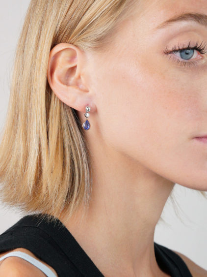 18ct White & Yellow Gold, Sapphire & Diamond Drop Earrings